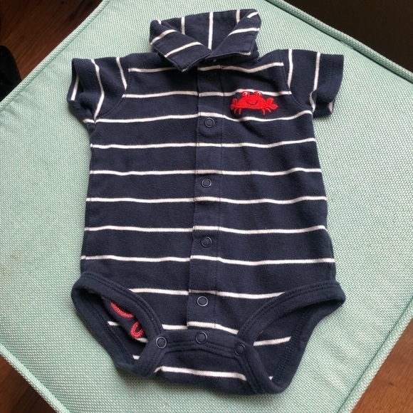 Carter’s Nautical Striped Crab One-Piece Size 3M - Picture 2 of 4